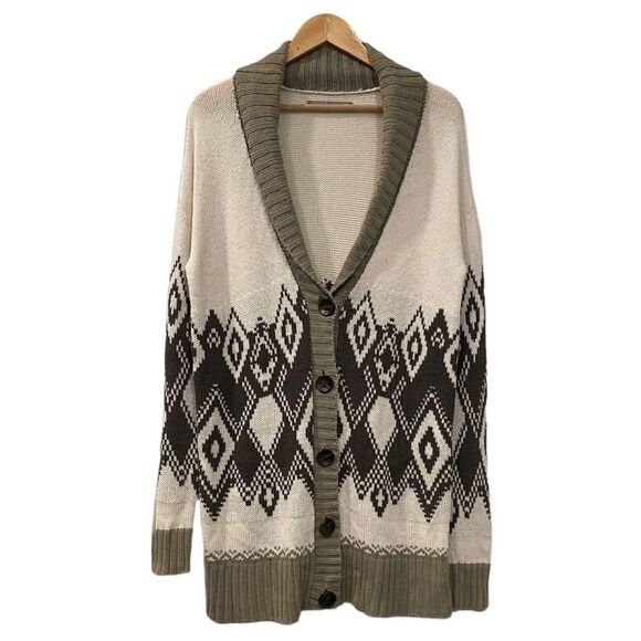 Rubbish Long Button Front Tribal Cardigan Sweater - Picture 1 of 6